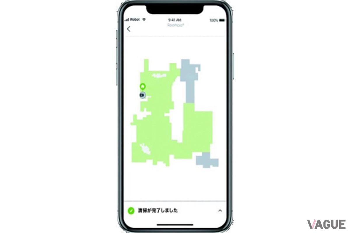 専用アプリ「iRobot Home」と連動すると、新機能「Clean Map」で掃除した範囲が可視化される