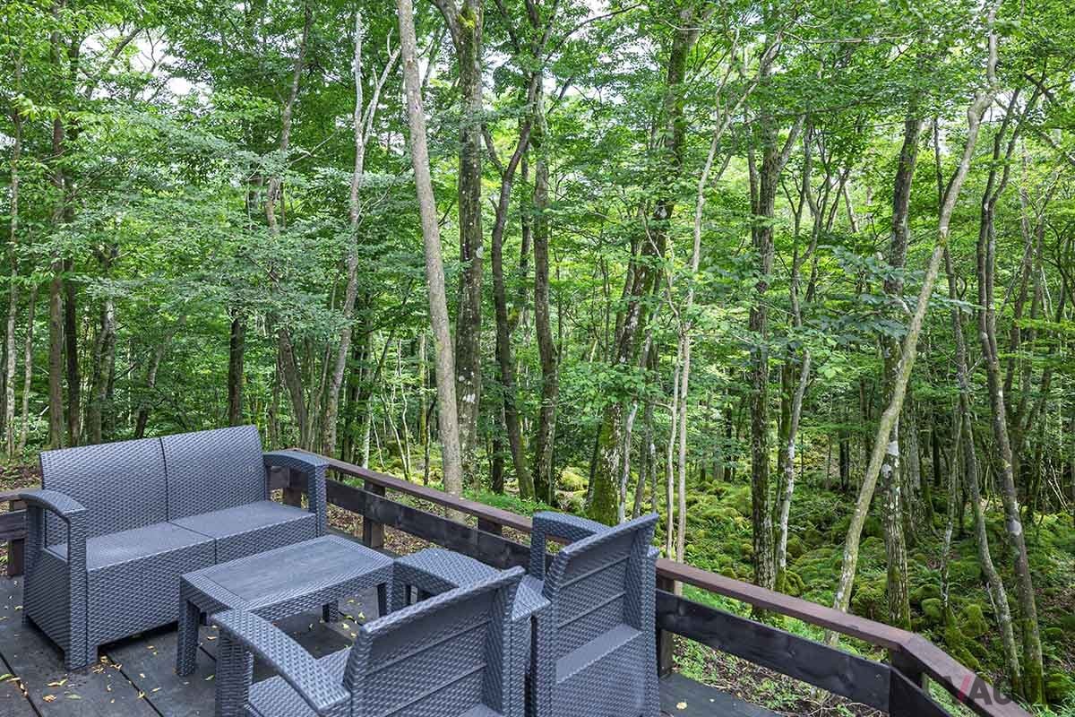 標高1000mを超す十里木高原に誕生した「MOSS十里木キャンプリゾート」は、ドーム型グランピングテントやトレーラーハウスを配した広大な敷地に建つ