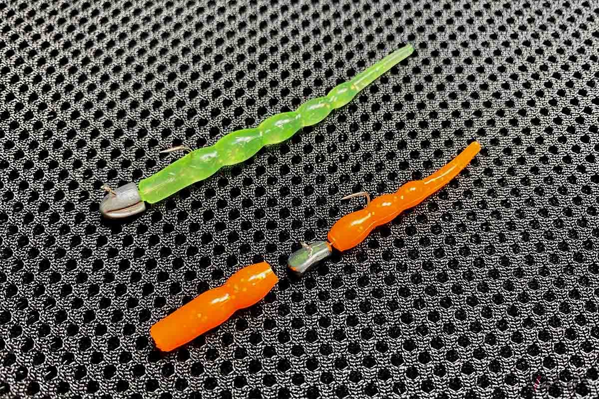活性が低かったり、魚のサイズが小さかったりする状況ではワームの節を切って対応することも