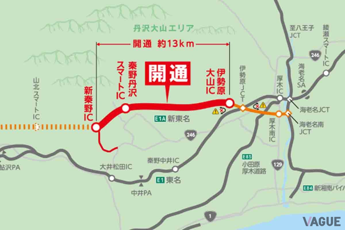 開通区間（伊勢原大山IC〜新秦野IC）