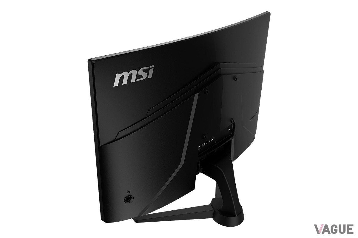 スタンド部はV字に展開。VESAにも対応する