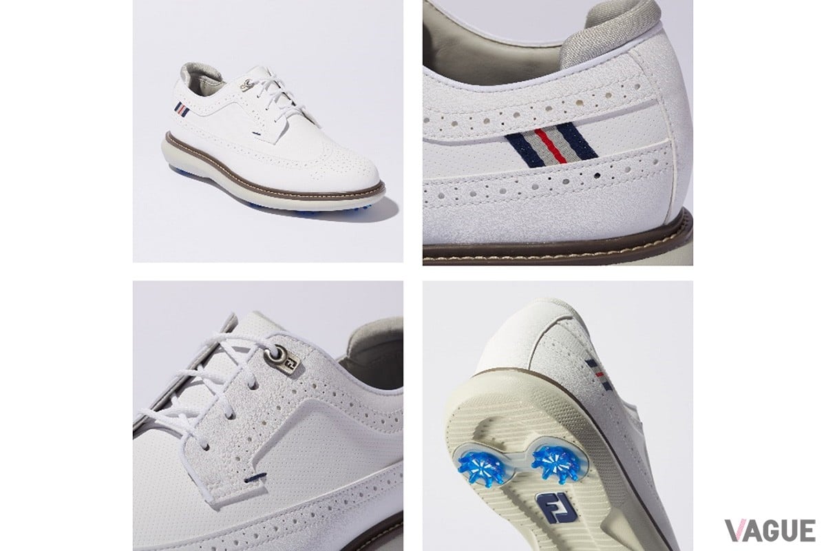 ゴルフスタイルの足元を華やかに演出する品のあるウイングチップアッパーに、軽さとフィット感という優れた機能を融合させたFootJoyのゴルフスパイクシューズ「FJ TRADITIONS」