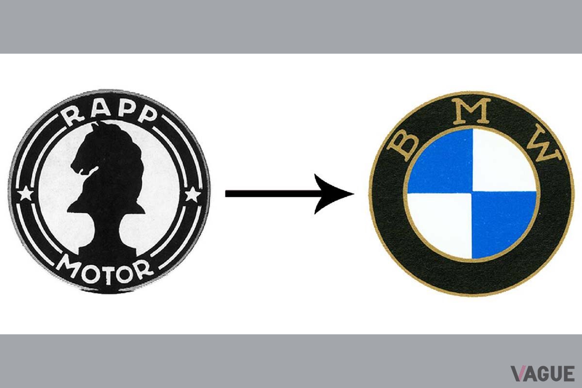 BMWの前身はラップ原動機製造（1913−1917）。1917年10月に最初のBMWロゴに変更された