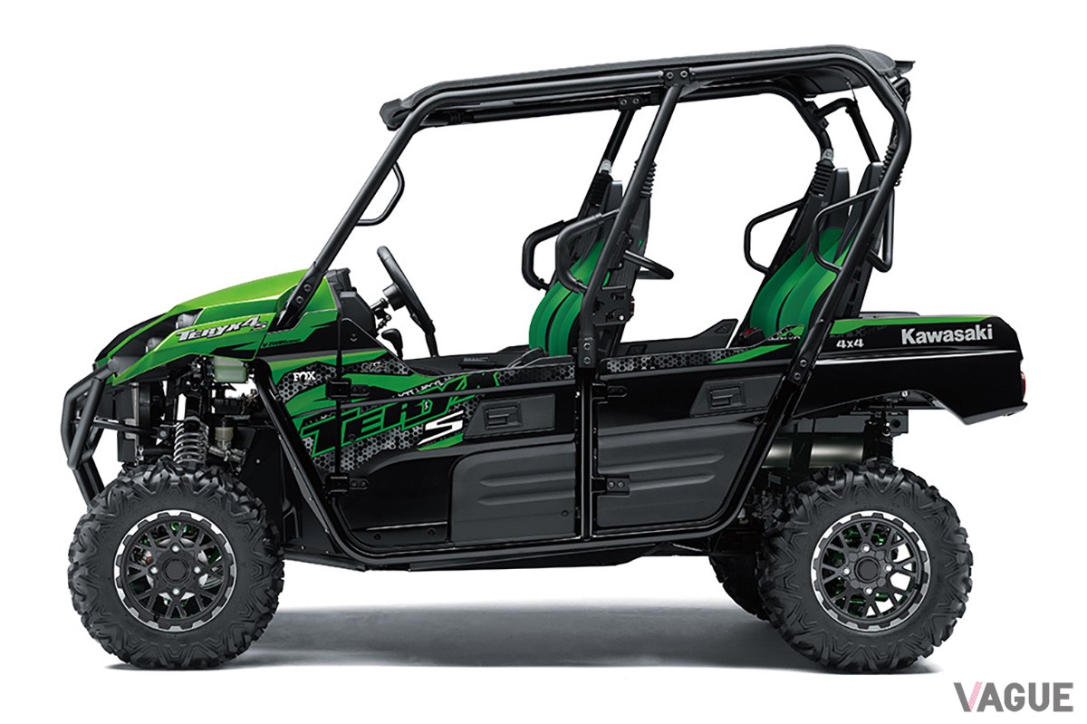 4名乗車が可能なカワサキ「TERYX4 S LE」は、広いトレッドやロングホイールベースで快適性と安定性も確保