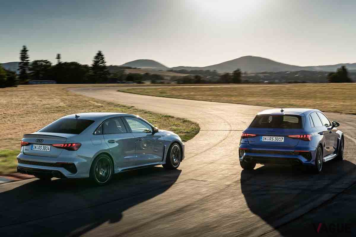 アウディの限定車「RS3パフォーマンスエディション」。セダンとハッチバック