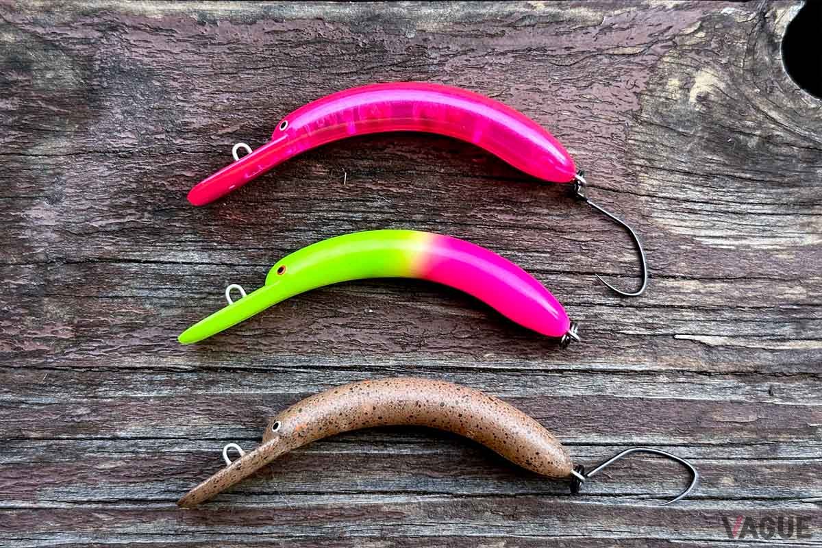 九重ルアーズの「ココニョロインジェクション」（1430円）。ユルい外見とは裏腹に、魚の心理を知り尽くしているかのように釣れます