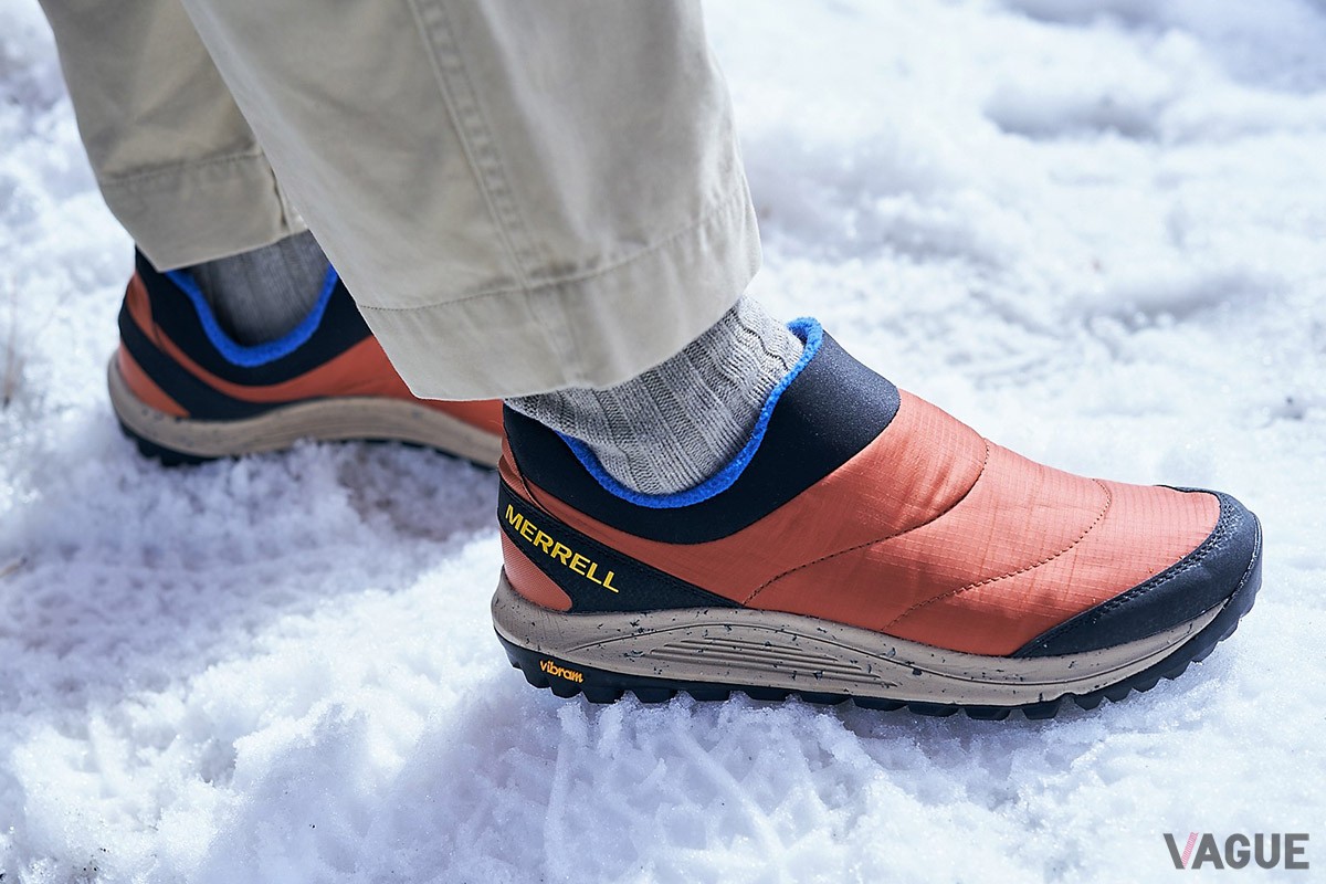 メレル「WINTER SNEAKER（BOOT＆MOC）」シリーズは、ビブラム社製の“Ice Trekアウトソール”を搭載。マイナス20℃の低温環境下でもソールが硬化せず、確かなグリップを発揮