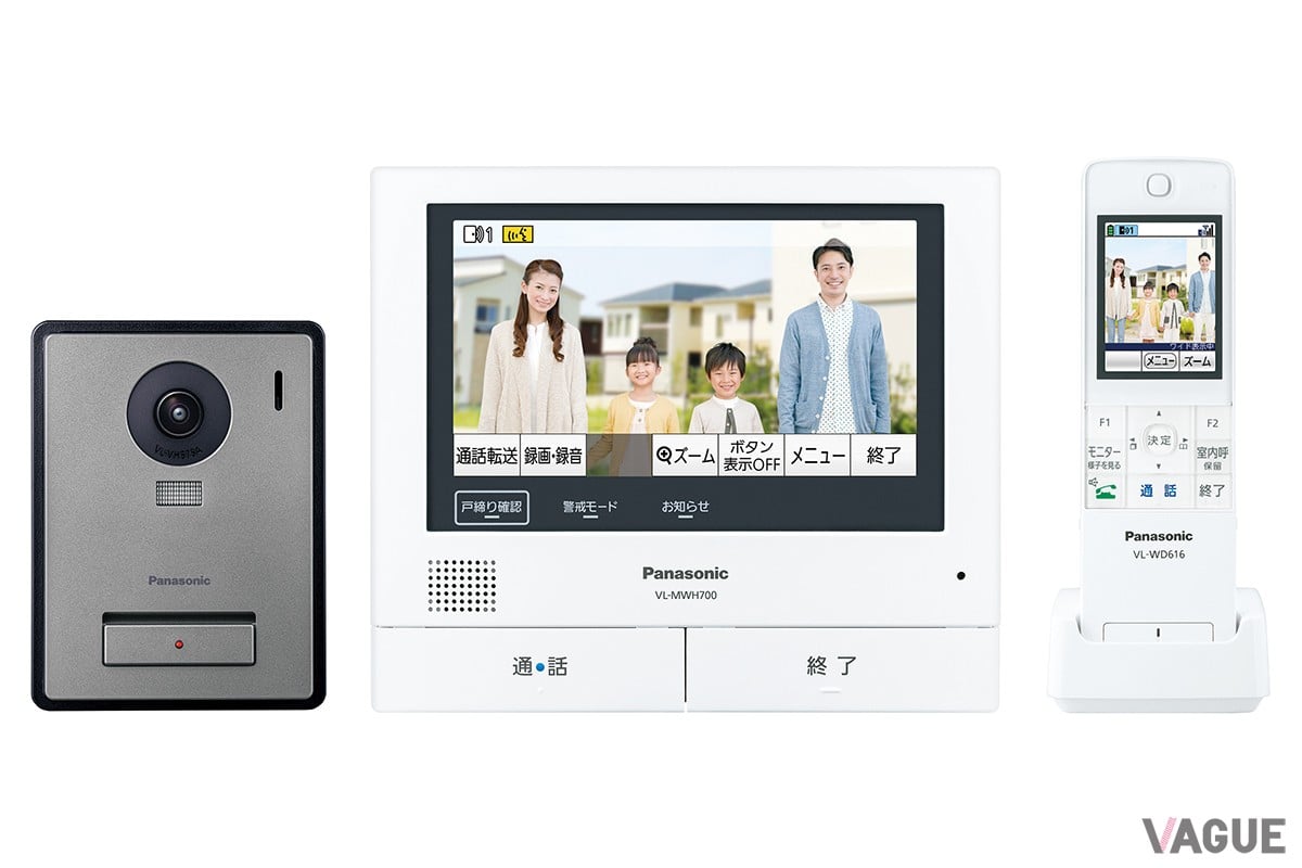 玄関先に設置するカメラ玄関子機と、リビングなどに配置するモニター親機とで構成されるカメラ機能を搭載したインターホン「ドアホン VL-SWZ700シリーズ」