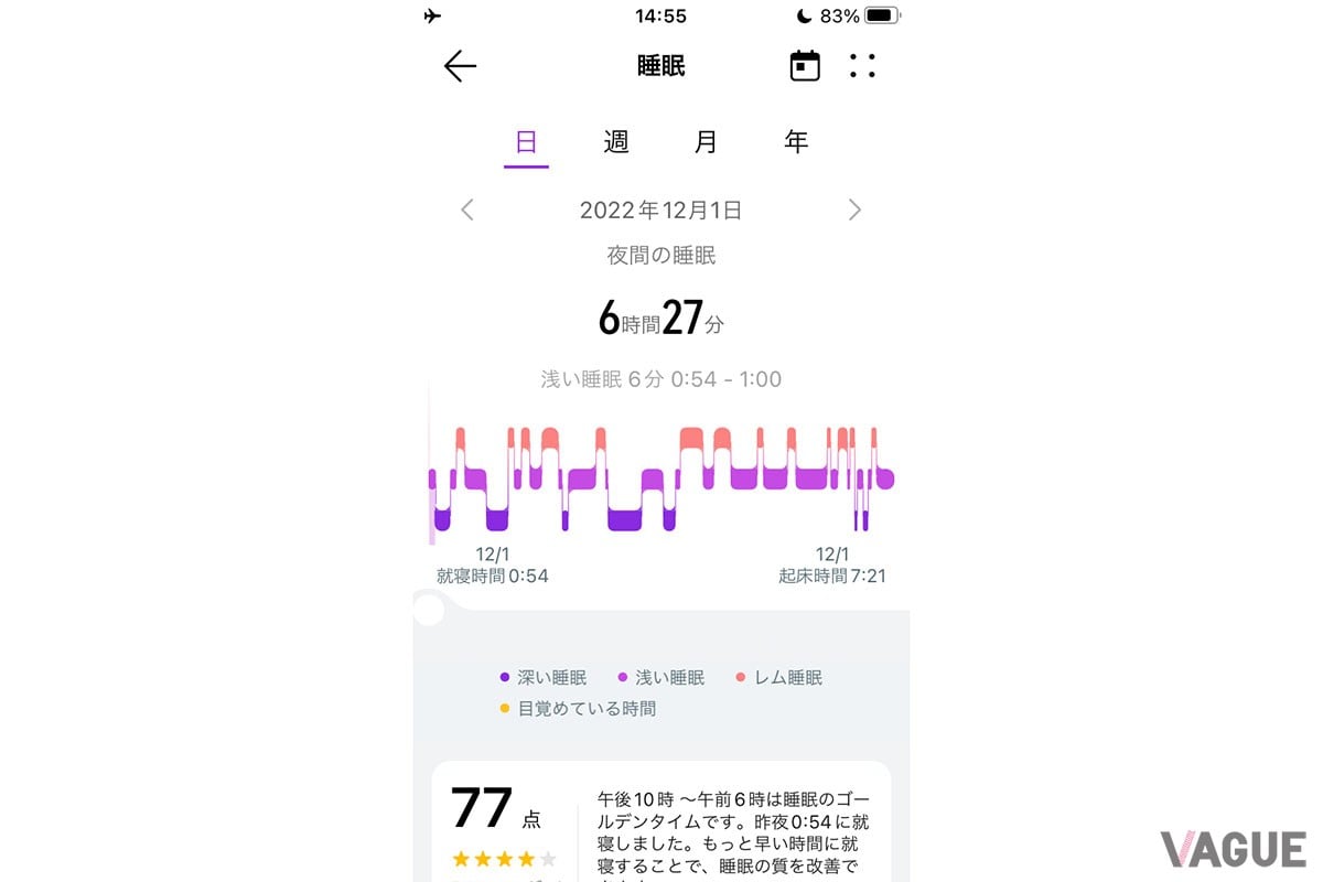「HUAWEI Health」で睡眠の質をチェックできる