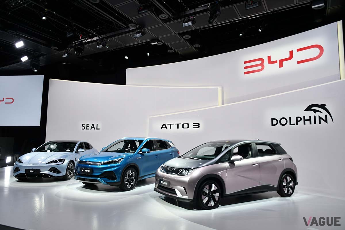 BYDジャパンがラインナップを予定する「ATTO 3（アットスリー）」、「SEAL（シール）」、「DOLPHIN（ドルフィン）」の3車種