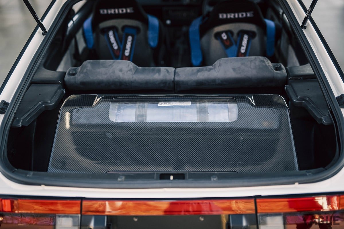 「東京オートサロン2023」のGRブースを飾ったAE86型「スプリンター トレノ」は水素エンジン搭載車。名機“4A-G”型をポート噴射のままで水素エンジン化した