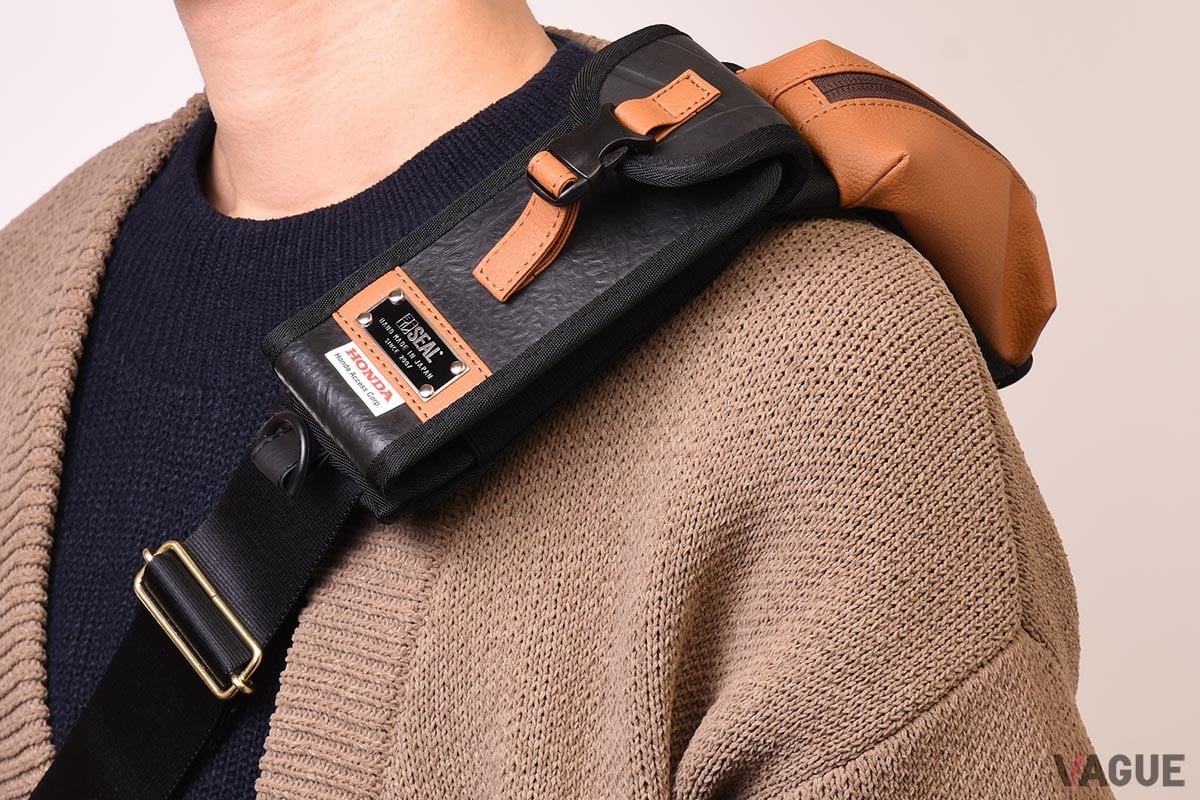 ホンダ車の純正シートカバーと廃タイヤチューブを融合した「SEAL×Honda AccessショルダーパッドPRO」