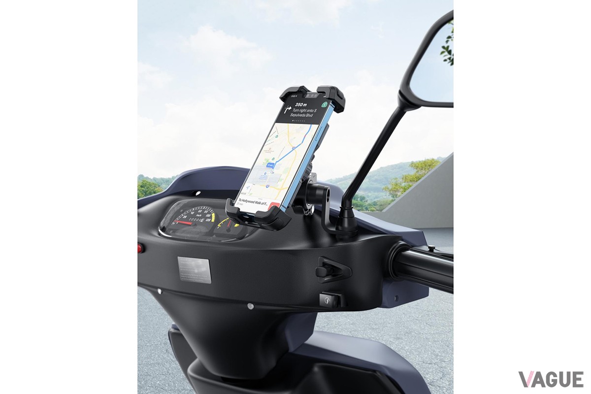落下防止ロックつき＆簡単着脱機能つきで、安心・便利に使えるラミカル「バイクスマホホルダー」
