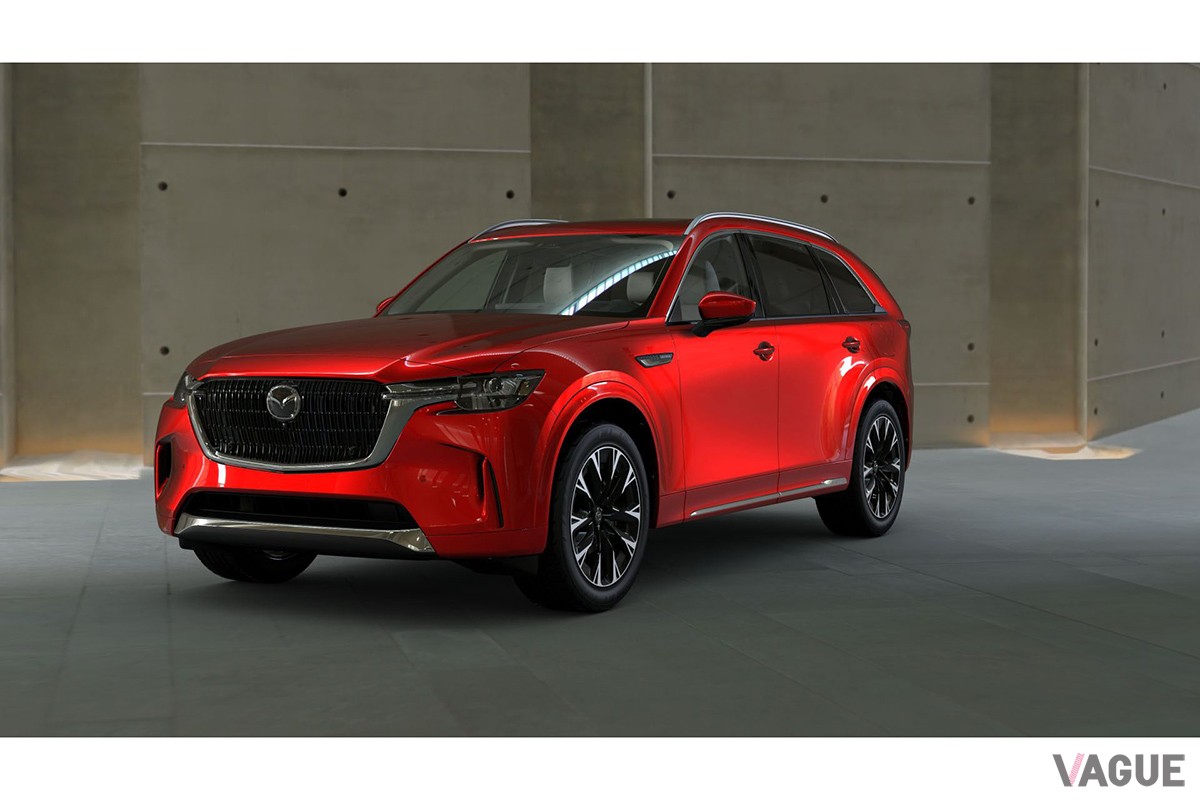 ソウルレッドクリスタルメタリックに塗られたマツダ「CX-90」