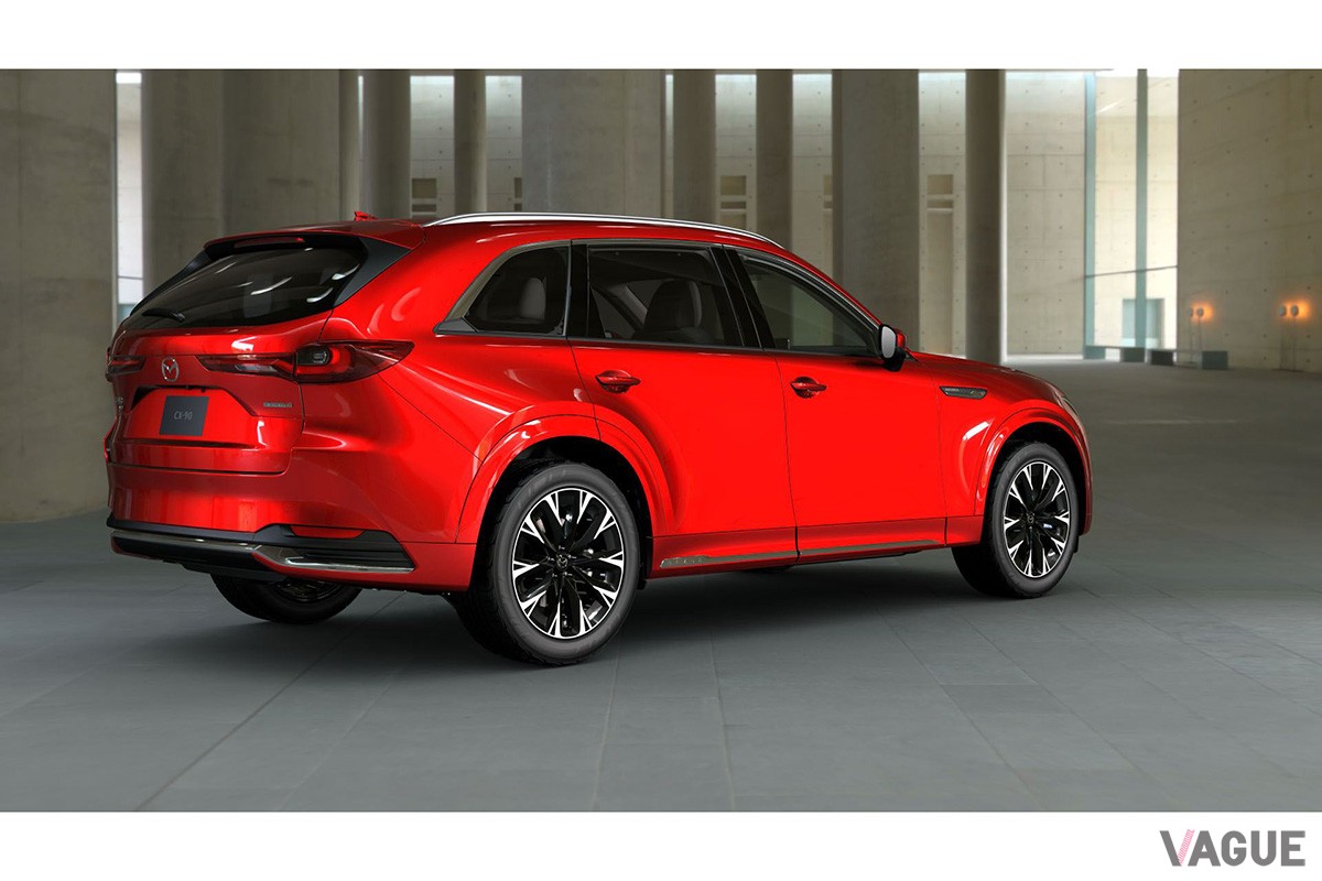 ソウルレッドクリスタルメタリックに塗られたマツダ「CX-90」