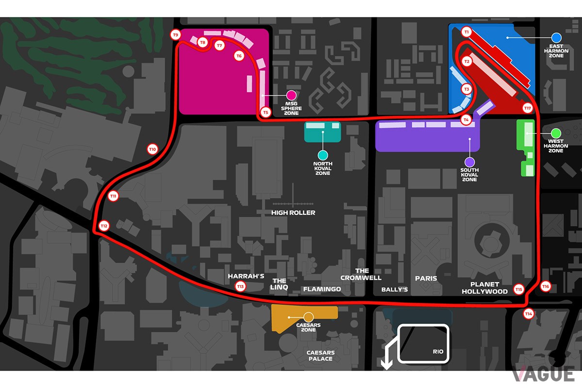 ストリートサーキットをマシンが疾走するF1ラスベガスGPは、2023年11月に開催（C）Caesars Entertainment.