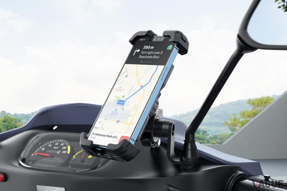 落下防止ロックつき&簡単着脱機能つきで、安心・便利に使えるラミカル「バイクスマホホルダー」