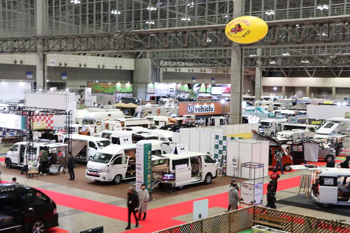 2023年2月3〜6日に千葉・幕張メッセで行われた「ジャパンキャンピングカーショー2023」の様子