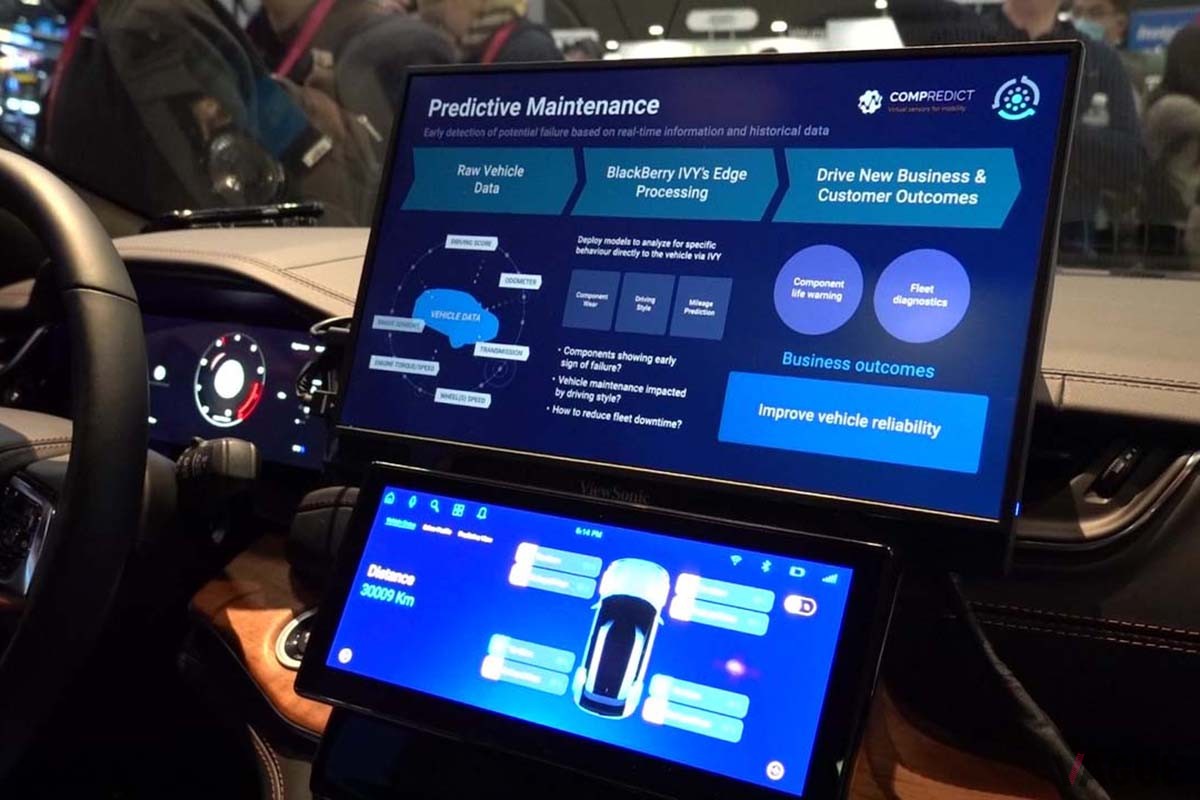 インフォテイメントシステムのソフトウェアを提供するBlackBerryは、「BlackBerry IVY」と呼ばれる車載側のエッジからクラウドまでソフトウエア環境をすべて揃えたプラットホームの提供。ドイツのAIベンチャー「Compredict」が開発した予測型保守機能のデモを子なっていた。こうしたソフトウェアもOTAによって更新が可能だ。