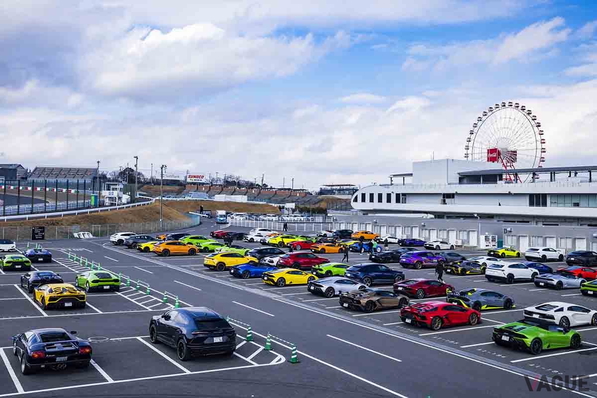 鈴鹿サーキットで251台が参加し「ランボルギー二車による世界最大のパレードラン」というギネス記録を達成した