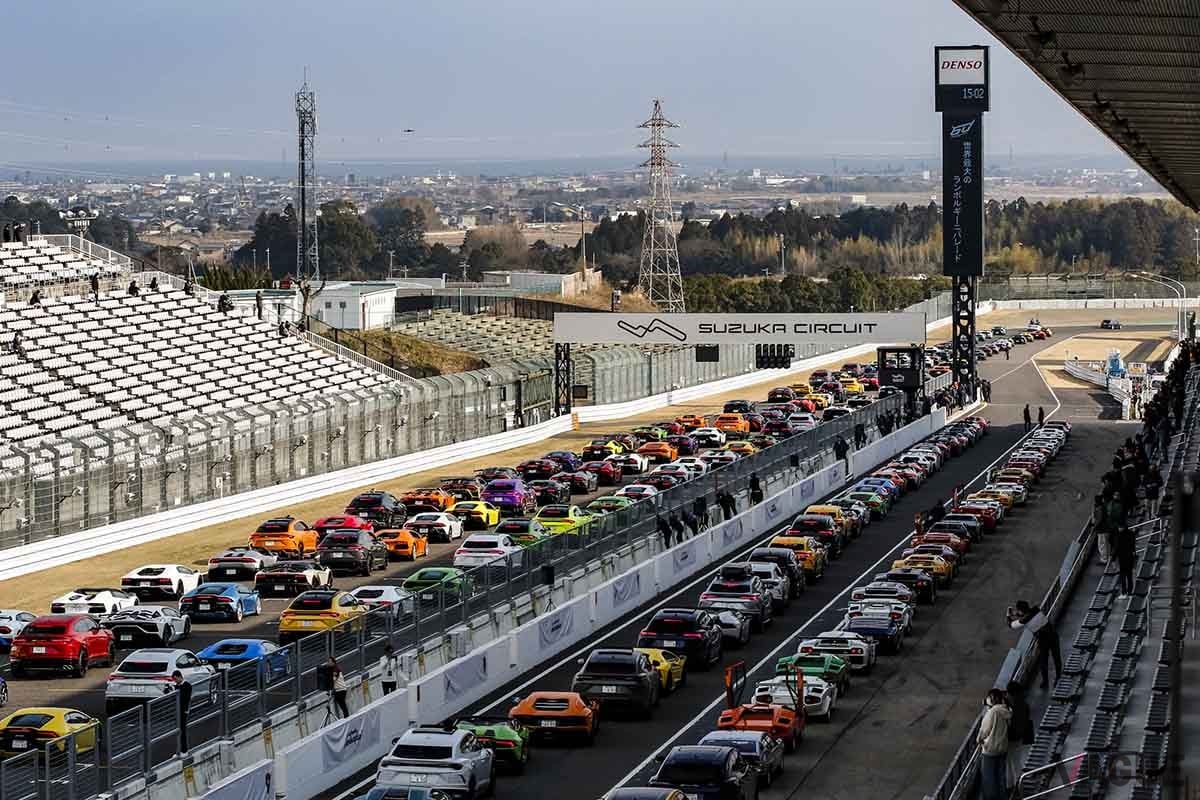 鈴鹿サーキットで251台が参加し「ランボルギー二車による世界最大のパレードラン」というギネス記録を達成した