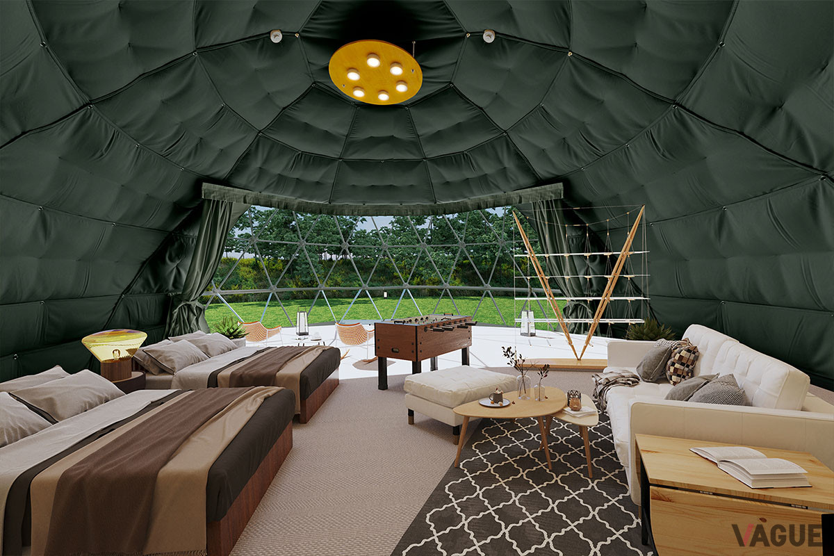 ドームテント内は開放的なスペースが確保されている