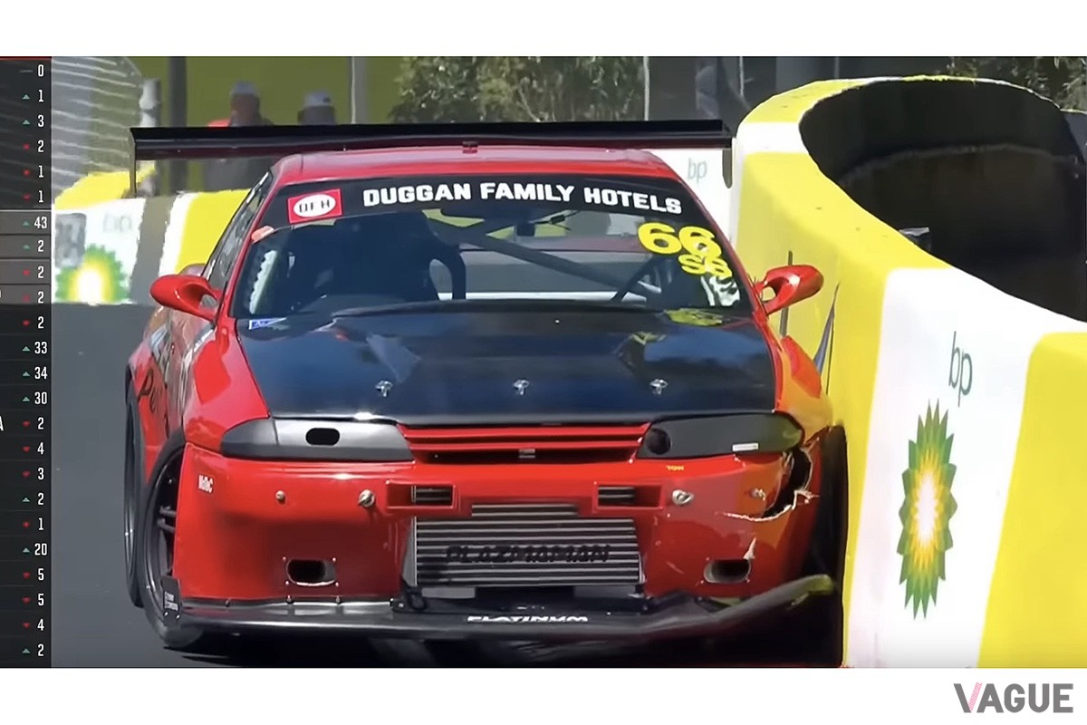 シェリフが改造したR32型GT-Rはストレートでの最高速度をマークしたがクラッシュ（C）YouTube『Best Motorsport Videos』