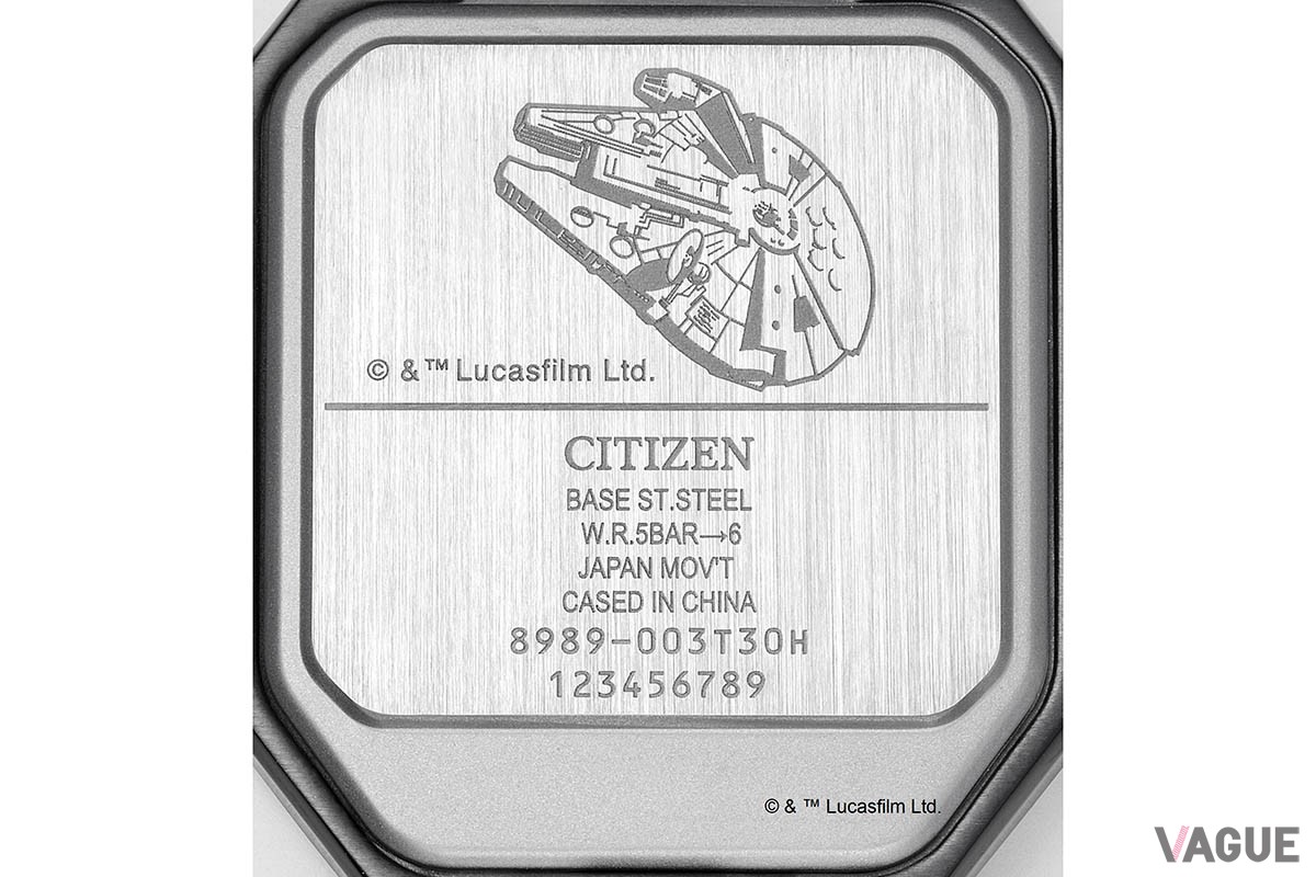 ミレニアム・ファルコンをモチーフにした「JG2146-53H」。左上のアナログ表示にはコントロールパネルに映し出される機体のシルエット、右上には次元を移動する“ハイパードライブ”をした際の星の軌跡をデザイン