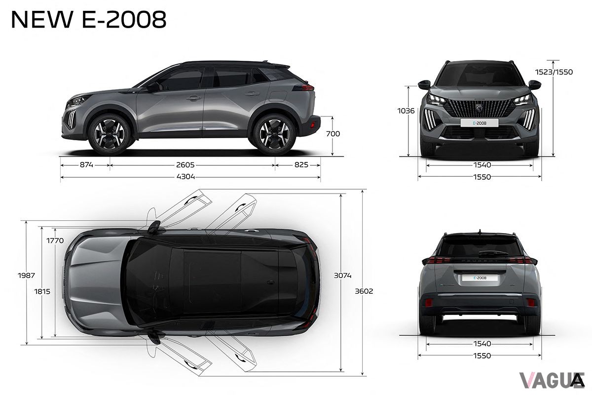 プジョー改良新型「E-2008」の寸法