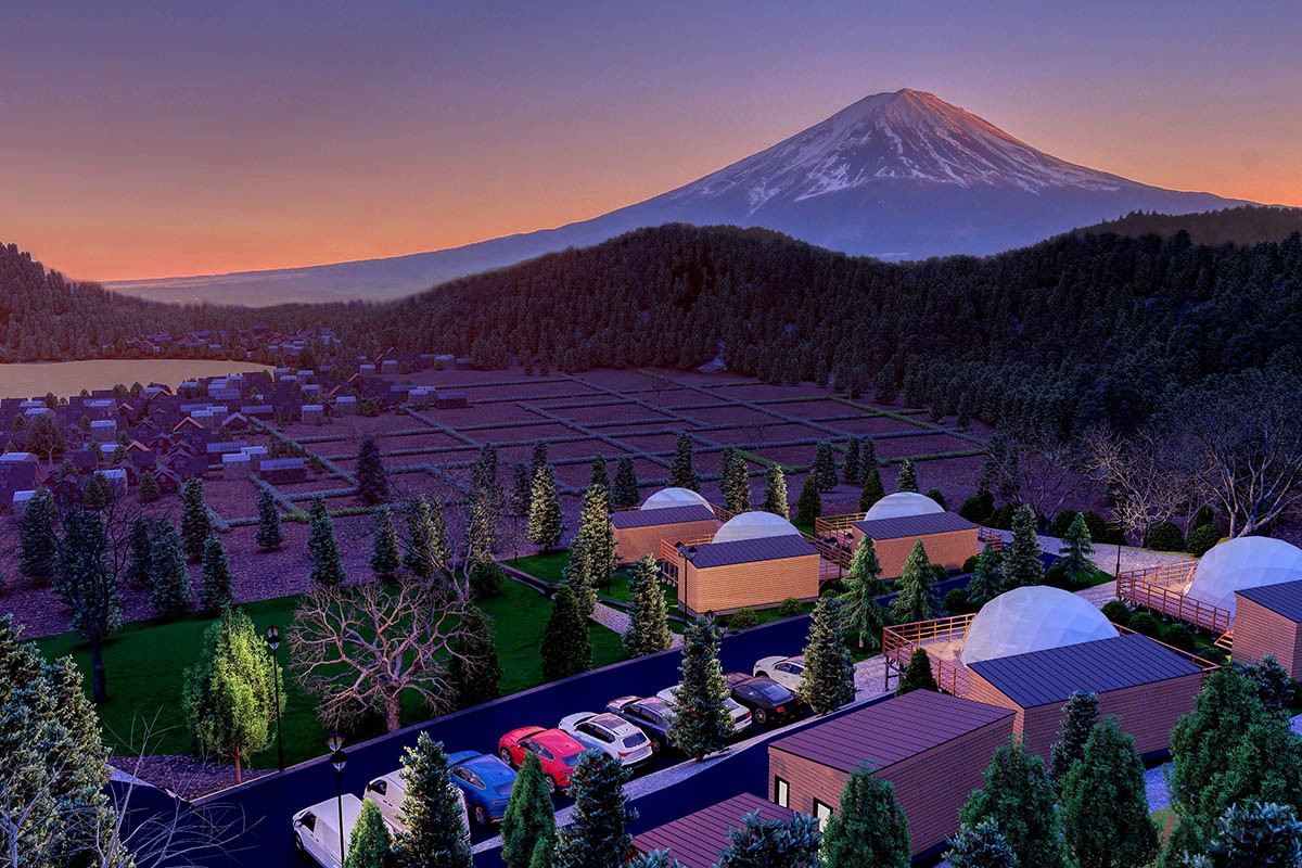 富士五湖での湖上アクティビティを満喫できる、都心からクルマで約90分の山梨県富士河口湖町に誕生したグランピング施設「グランファーム富士河口湖」
