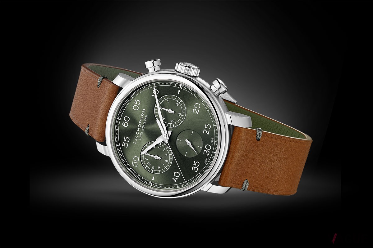 「L.U.C 1963 ヘリテージ クロノグラフ」手巻き、ルーセントスティール™ケース、ブラウンカーフスキンストラップ、ケースサイズ42㎜。50m防水。世界限定25本。価格455万4000円