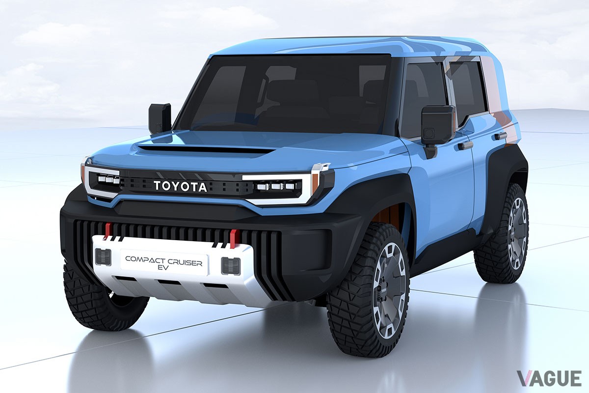 新型「ランドクルーザープラド」のフロントマスクやサイドのショルダーラインはコンセプトカーの「コンパクトクルーザーEV」を想起させる