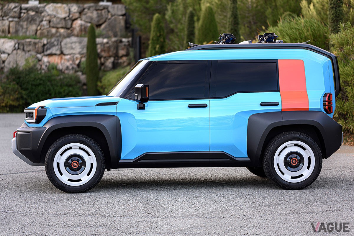 新型「ランドクルーザープラド」のフロントマスクやサイドのショルダーラインはコンセプトカーの「コンパクトクルーザーEV」を想起させる