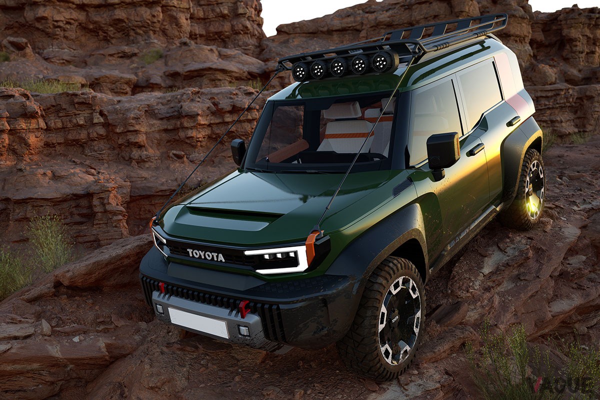 新型「ランドクルーザープラド」のフロントマスクやサイドのショルダーラインはコンセプトカーの「コンパクトクルーザーEV」を想起させる