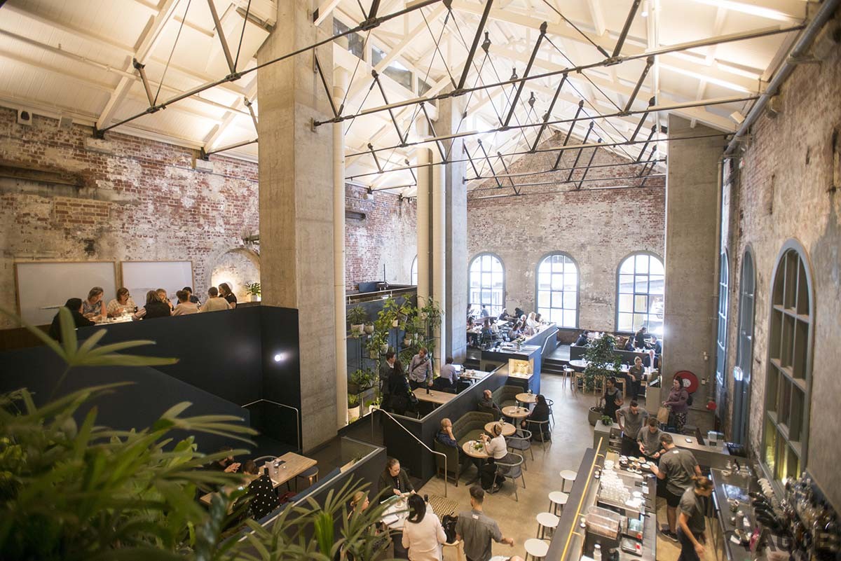 レンガ造りのビルを改装した空間には、たっぷり光が入る。ボリュームたっぷりの朝食を望む方にもぜひ。「ハイヤー・グラウンド」。