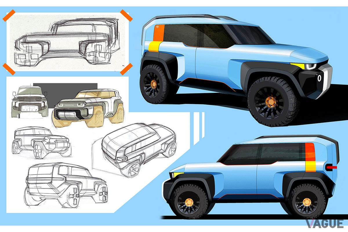 新型「ランドクルーザープラド」のフロントマスクやサイドのショルダーラインはコンセプトカーの「コンパクトクルーザーEV」を想起させる