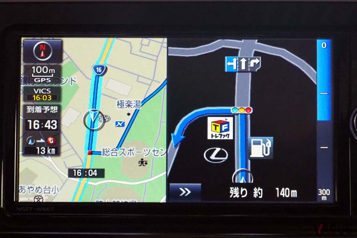 ノースアップを詳細なスケールで使うと、南に向かっているときは案内が真逆となり、混乱の元になりがち