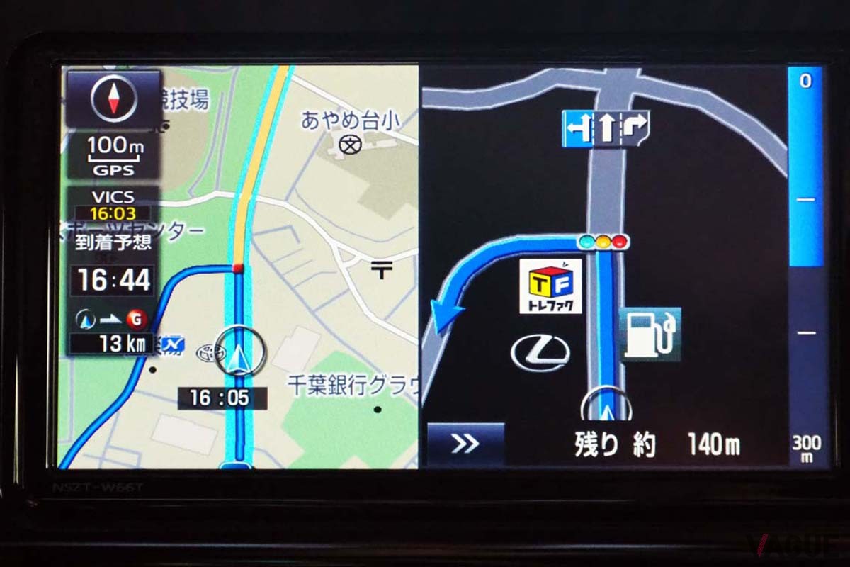 ヘディングアップでの案内。交差点拡大図と地図の進行方向が一致しているので、ガイドが理解しやすい