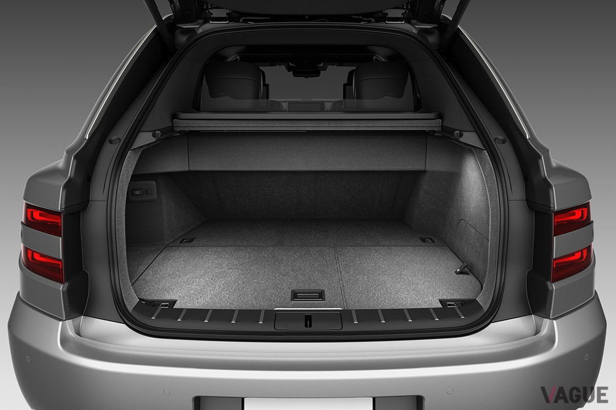 荷室左側の側面が大きくえぐられたラゲッジスペースにより、ゴルフバッグなどのかさばる荷物も楽に積み込めるトヨタ新型「センチュリー」