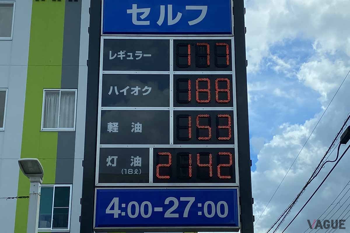 2023年8月28日時点でのレギュラーガソリン価格は1リッター185.6円と、15週連続の値上がりで過去最高値となった