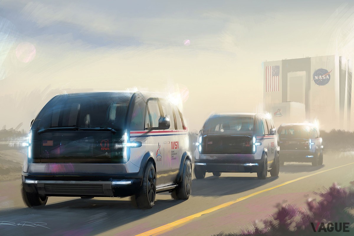 「ライフスタイル・ビークル」と呼ばれるEVミニバンをベースとした、NASAに納入される「クルー・トランスポーテーション」（C）CANOO
