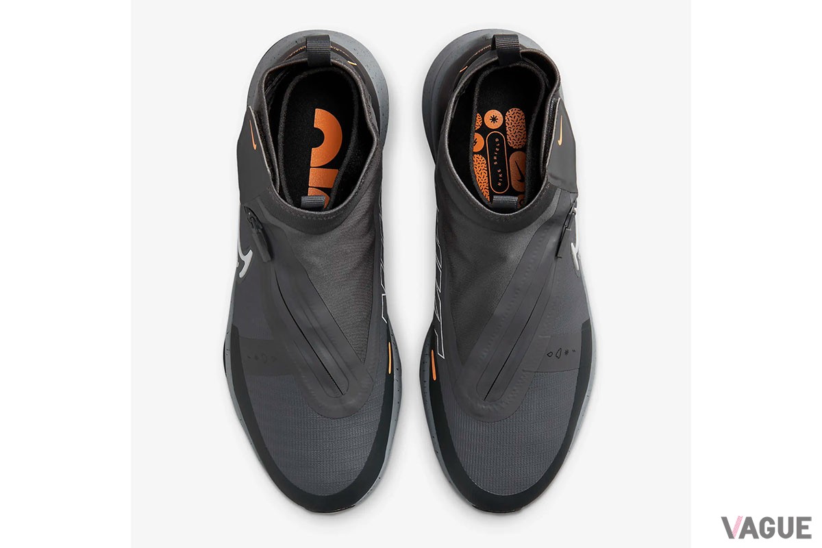 シューレース部を覆うアッパーデザインにより、靴内部への雨水の浸入をしっかり防ぐナイキの新作ゴルフシューズ「エア ズーム インフィニティ ツアー ネクスト％ シールド」