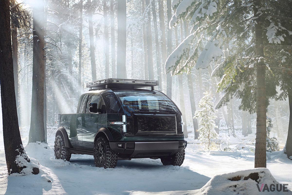 「ピックアップ」はオフロード仕立てのダブルキャブ仕様（C）CANOO