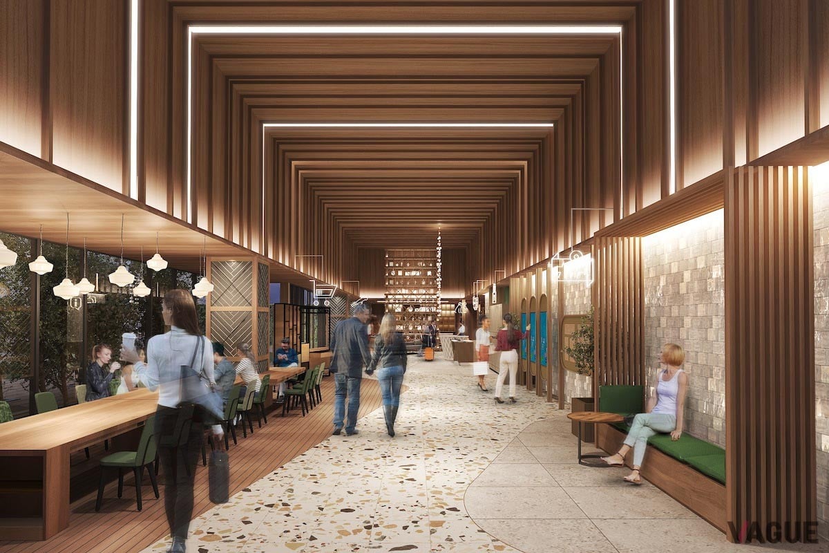 地上60メートルにあるOMOベース。エレベーターで14階に着くと高さ6メートルの天井高のダイナミックな空間が広がる