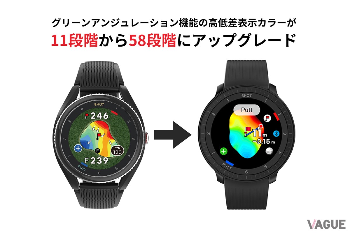 カラーの階調が詳細になったグリーンアンジュレーションの表示。複雑な起伏のグリーンもよりわかりやすくなり緻密なアプローチをサポートしてくれる