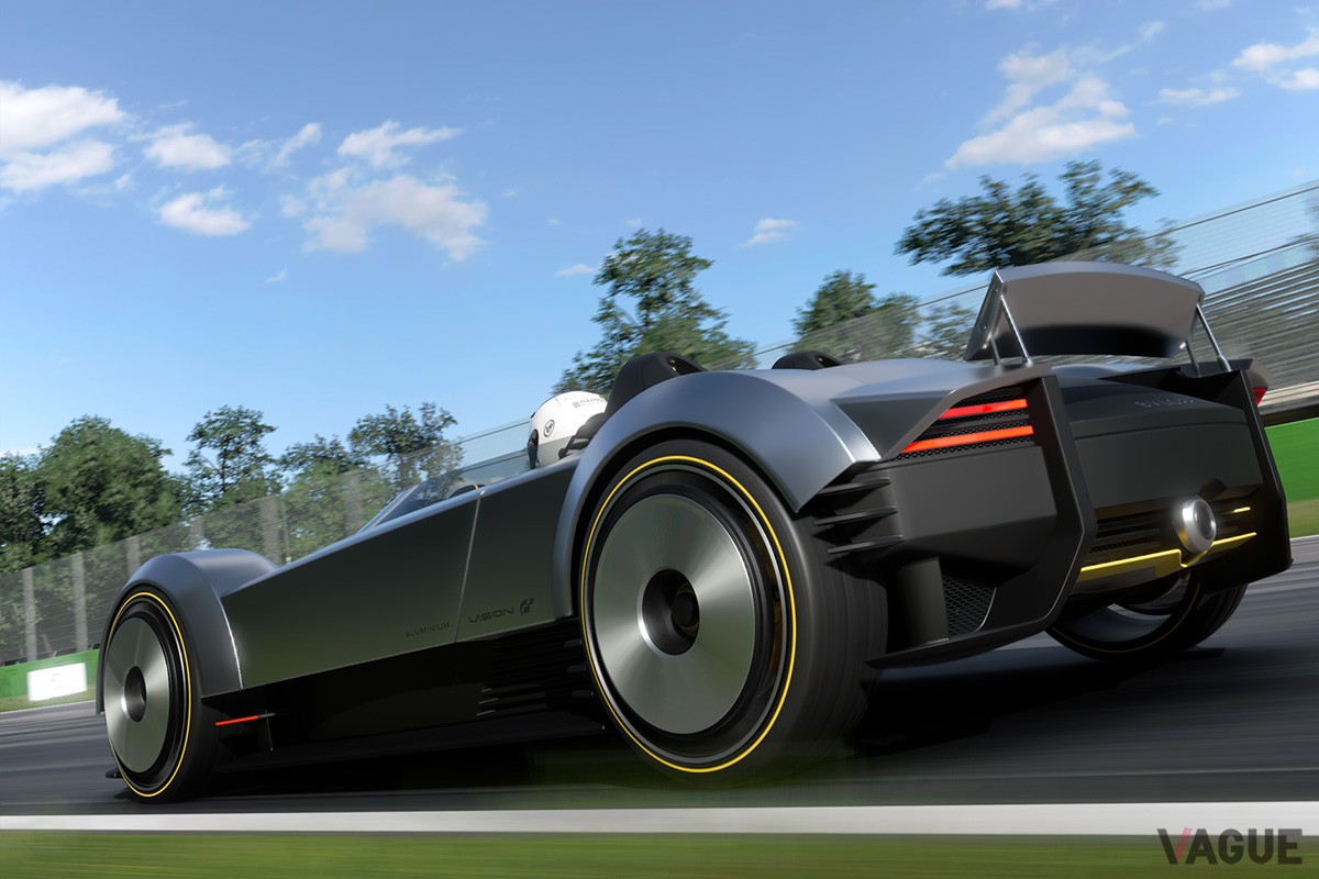 コンセプトカーとして発表された“ブルガリ アルミニウム ビジョン グランツーリスモ”。　Gran Turismo 7: © 2023 Sony Interactive Entertainment Inc. Developed by Polyphony Digital Inc.