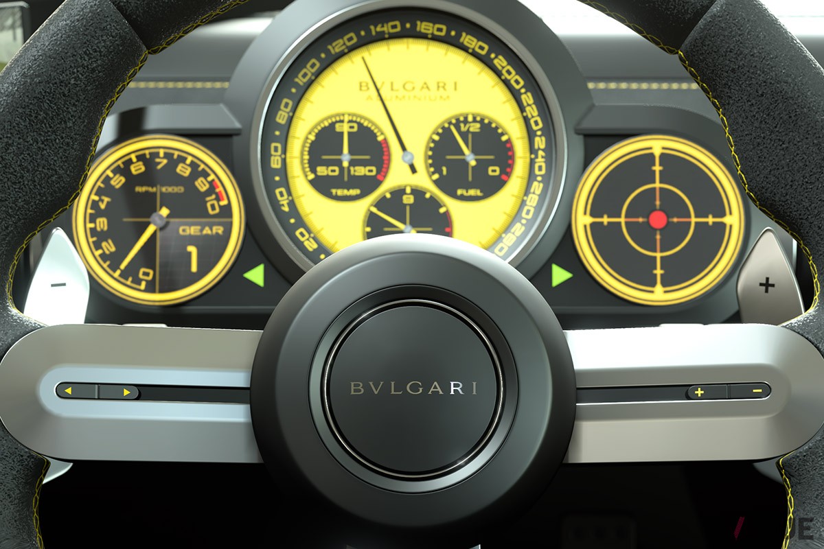 コンセプトカーとして発表された“ブルガリ アルミニウム ビジョン グランツーリスモ”。　Gran Turismo 7: © 2023 Sony Interactive Entertainment Inc. Developed by Polyphony Digital Inc.
