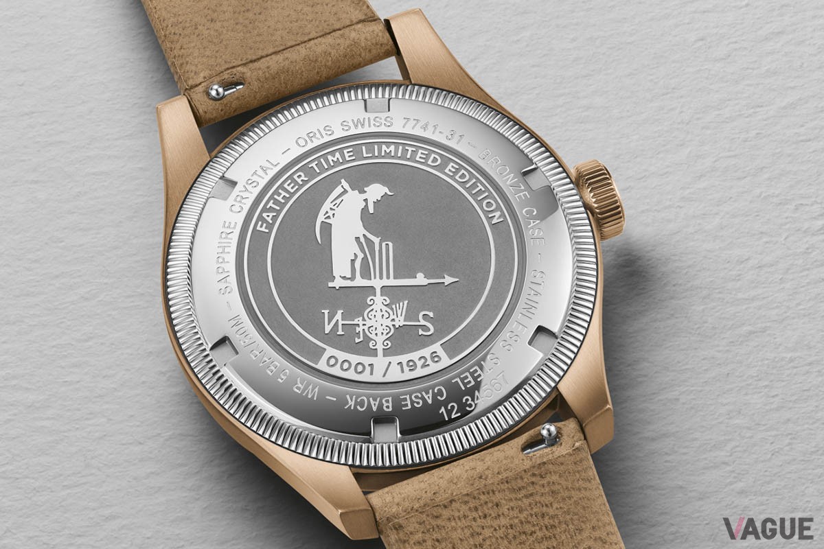 ケースバックにはローズ・クリケット球場のシンボルで“ファーザータイム（時の翁）”のシルエットとともにシリアルナンバーを刻印