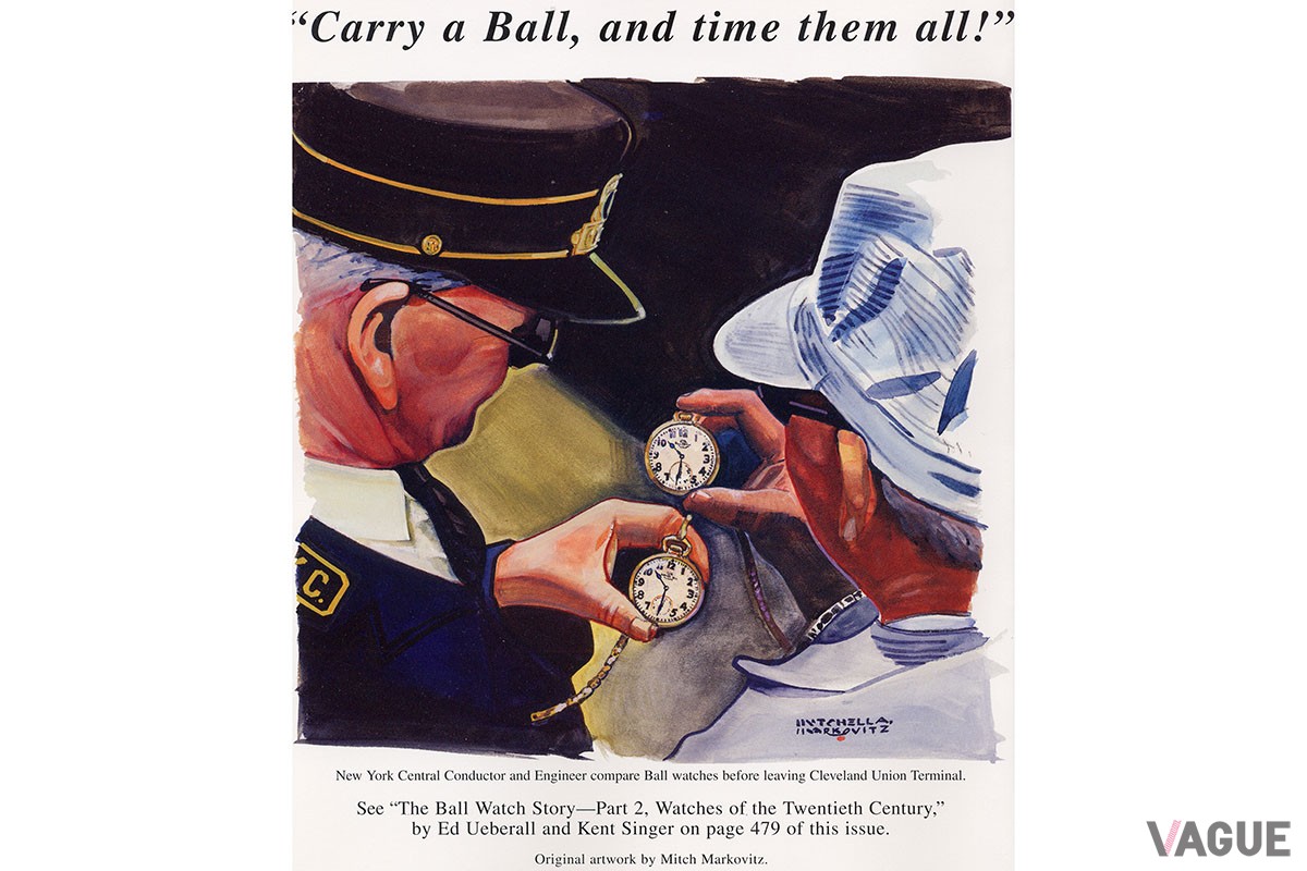 創業当時のヴィンテージ広告。正確な時間精度が鉄道員の安全を支えた