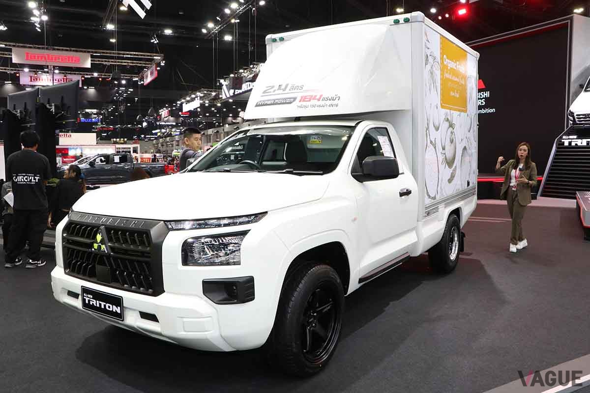 タイ・バンコクの自動車ショー「モーターエキスポ2023」で展示された三菱新型「トライトン」
